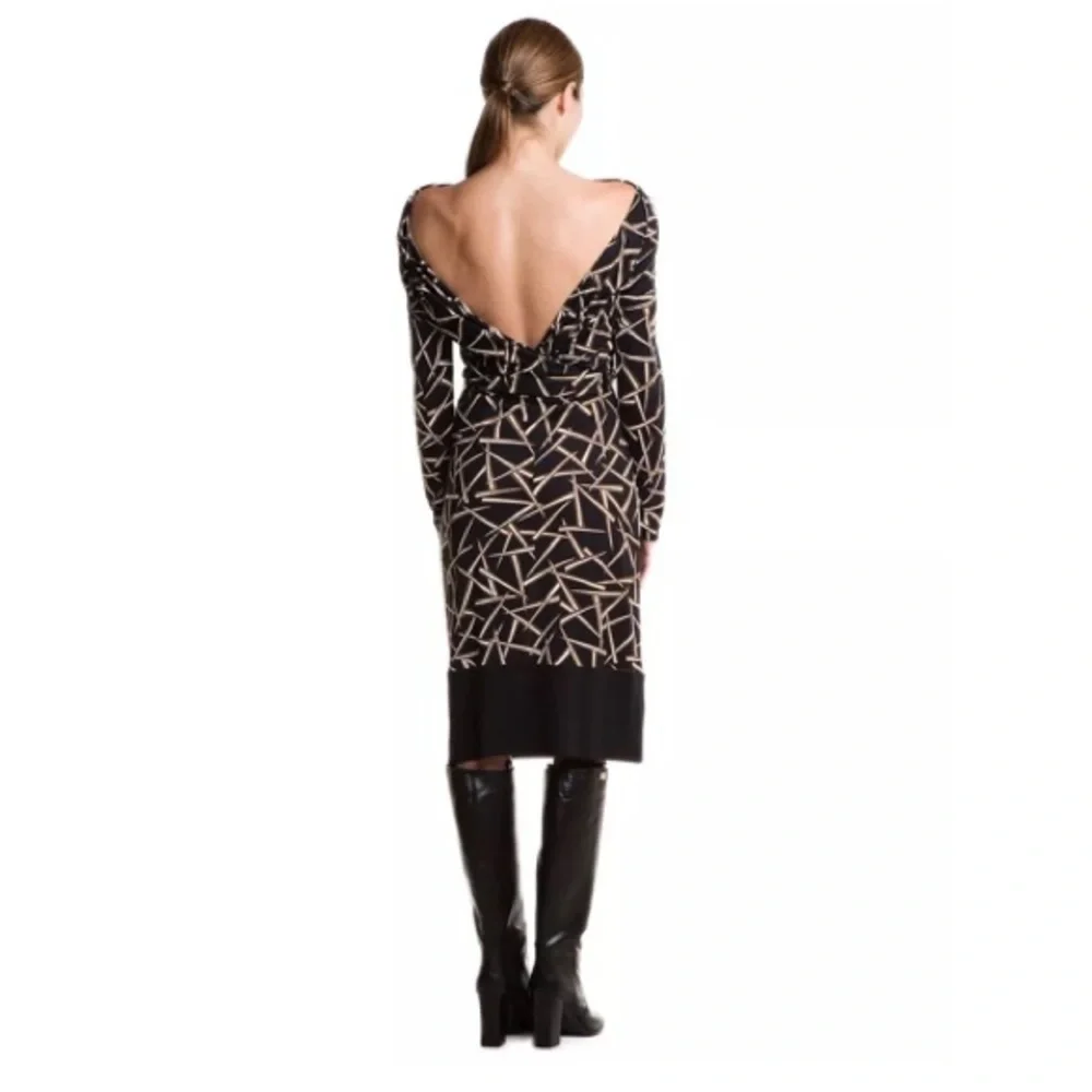 Diane Von Furstenberg Saniah Bis Grass Rain Silk Jersey Wrap Waist Dress, Sz 2